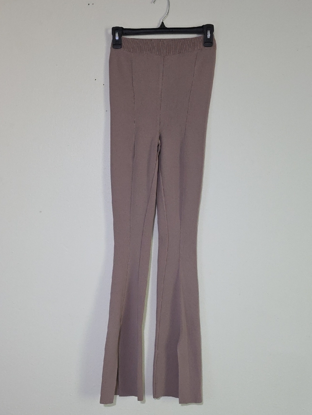 Ribbed Flare Knit Pants - Mocha